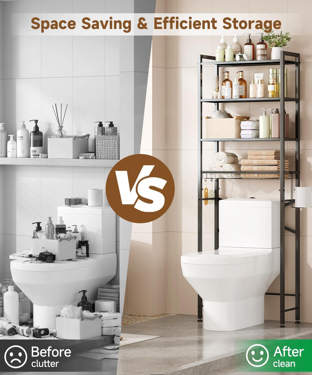 Over the Toilet Storage Rack,4-Tier Adjustable Bathroom Organizer Over Toilet...