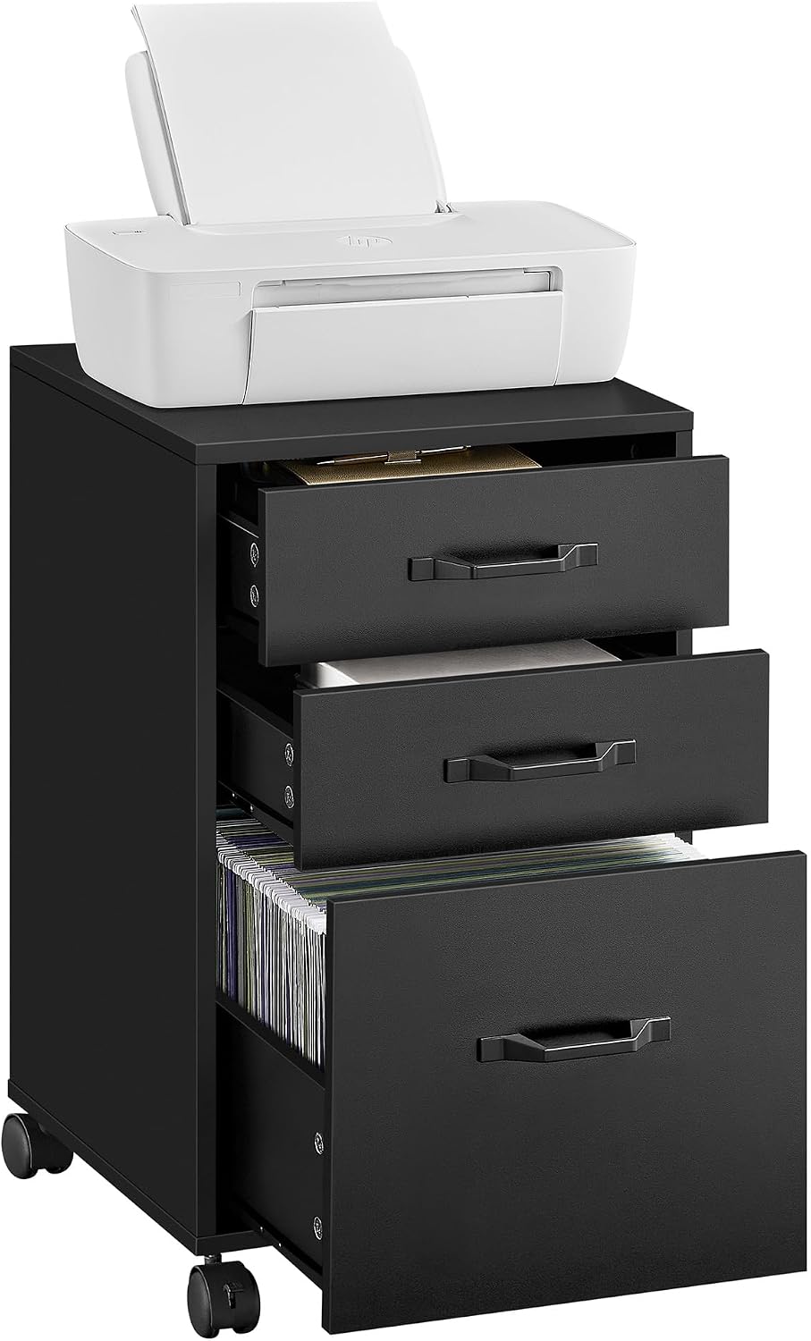 VASAGLE Mobile File Cabinet, 3 Drawers Filing Cabinet with Wheels
