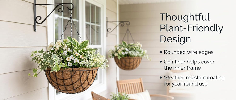 Kingbuy 12 Inch Metal Hanging Planter Basket 2 Pack - with Coconut Fiber Line...