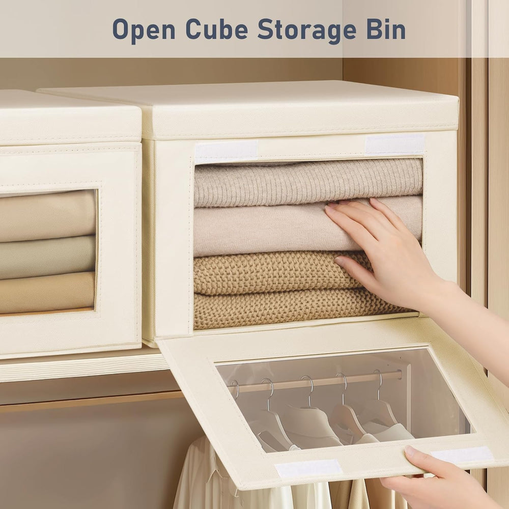DIMJ Storage Bins with Lids - 6 Pack Fabric Closet Organizer with Window &amp...