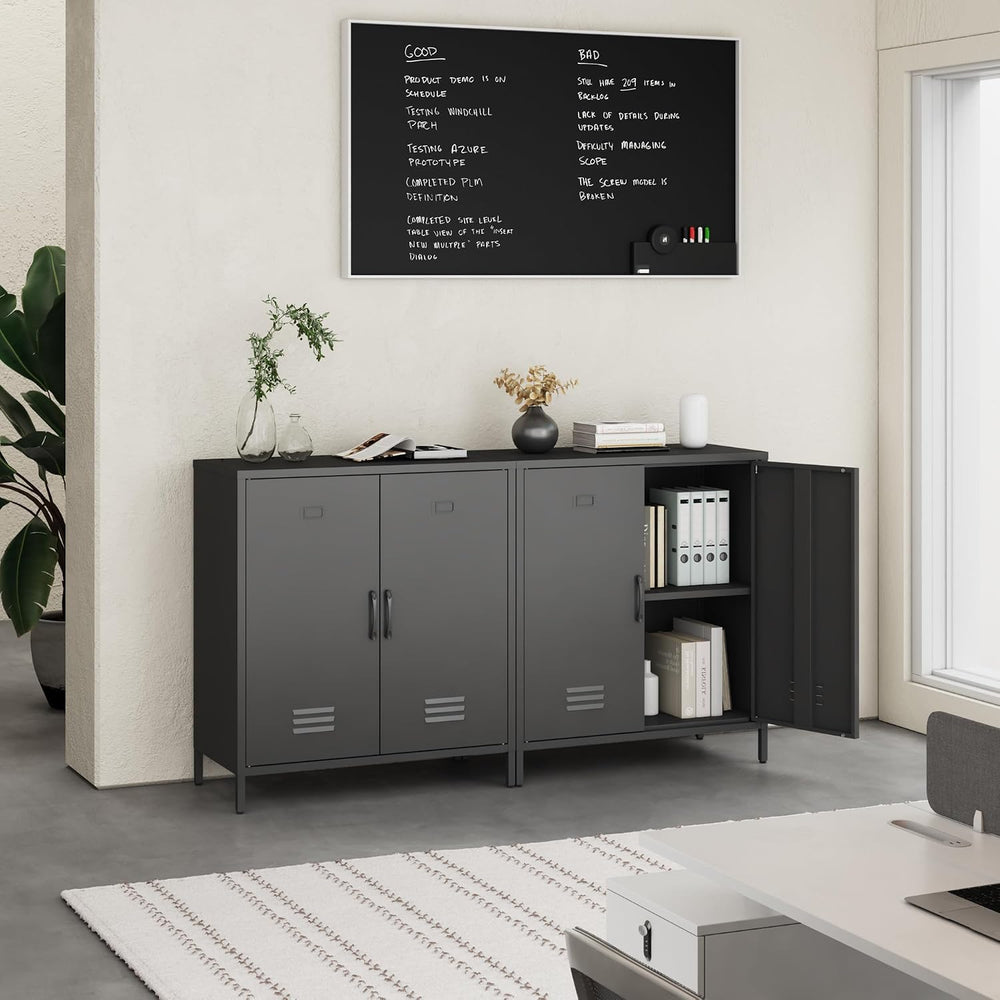 Steehoom Metal Cabinet with 2 Door, All Steel Small Locker Sideboard Buffet S...