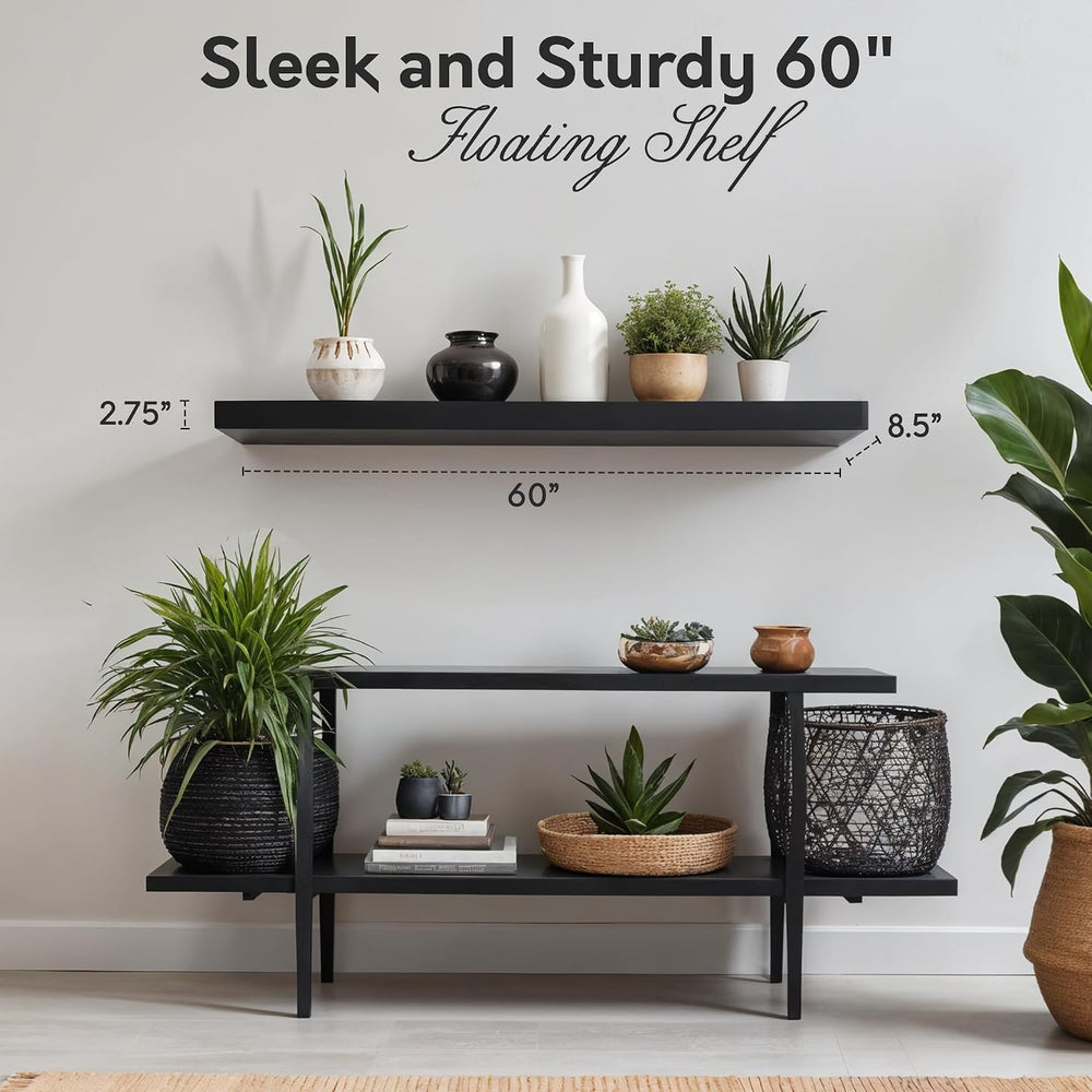 InPlace Invisible Brackets Shelf with Edge - MDF Floating Shelves for Wall wi...