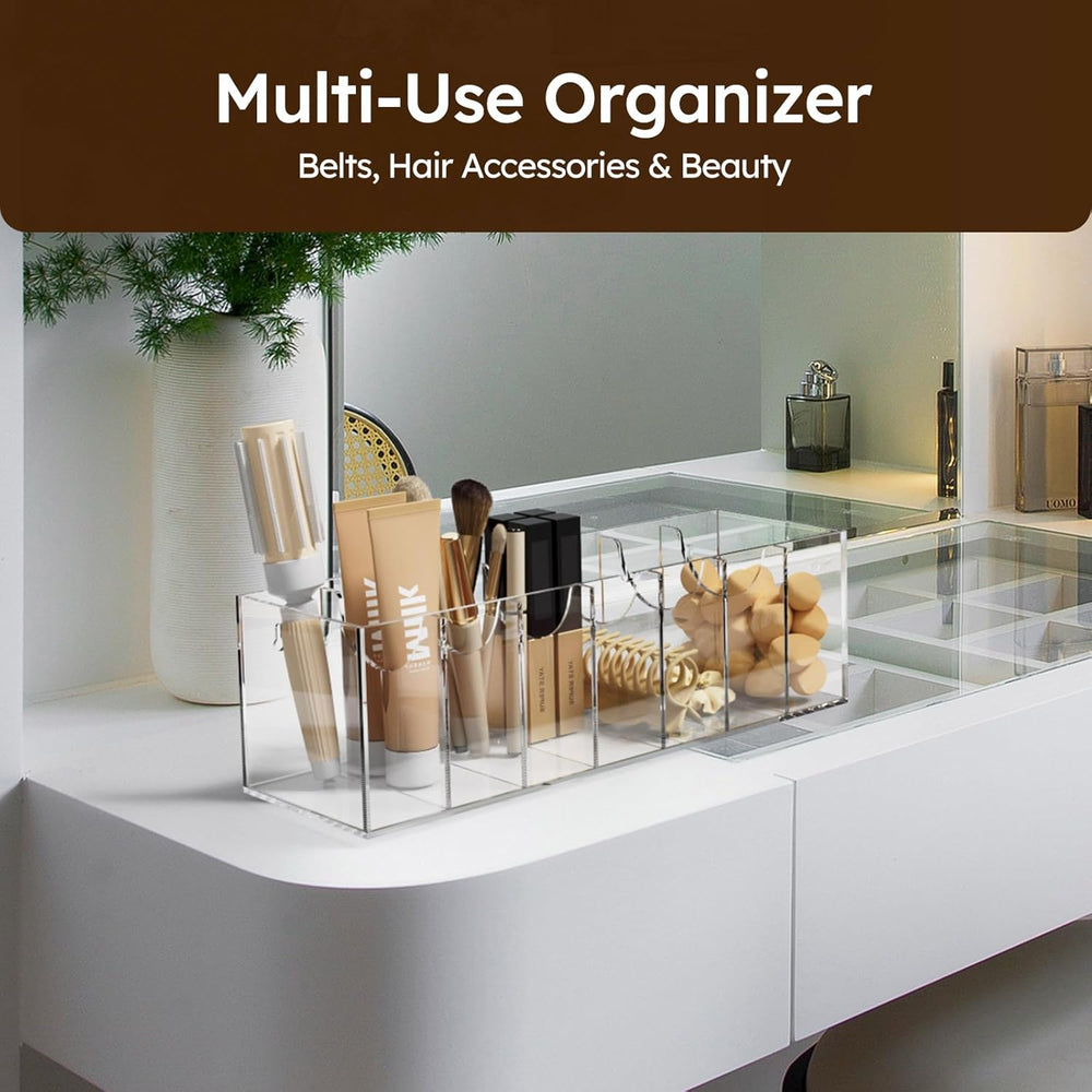 FEMELI Acrylic Belt Organizers for Closet 7-Slots Belt box with Dust Cover