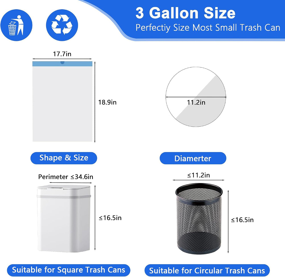 Small Trash Bags 3 Gallon, 360 Count -1.2 Mil Drawstring Mini Garbage Bags, W...