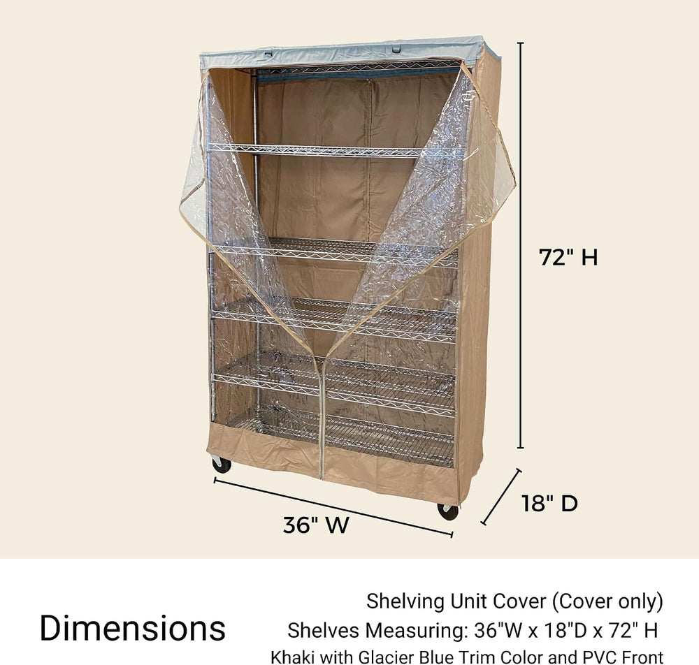 Formosa Covers Premium Clear Front Wire Shelf Cover Beige Khaki Blue - Heavy-...