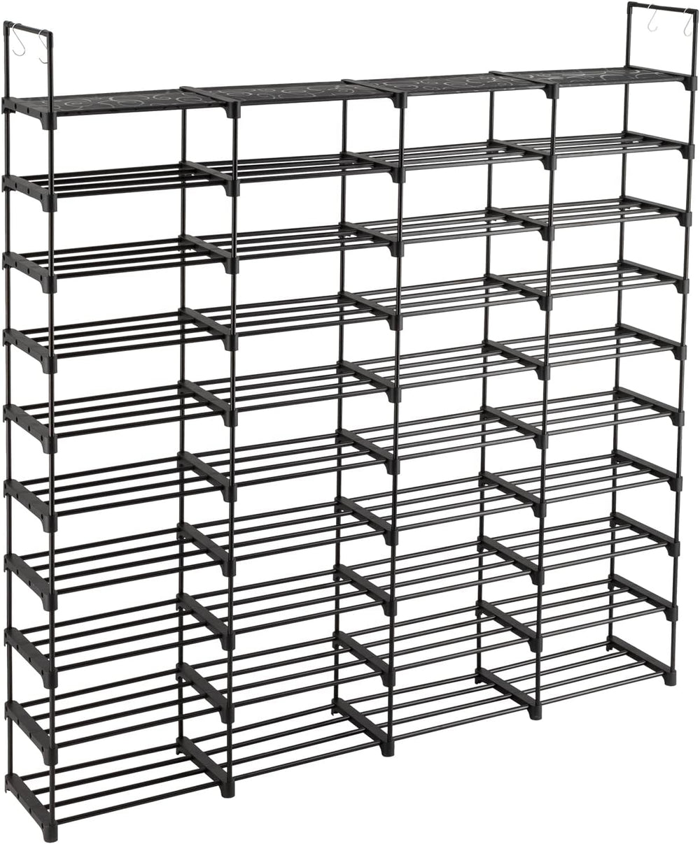 10-Tier Tall Shoe Rack - Free Standing Large Metal Closet Storage Shelves - S...