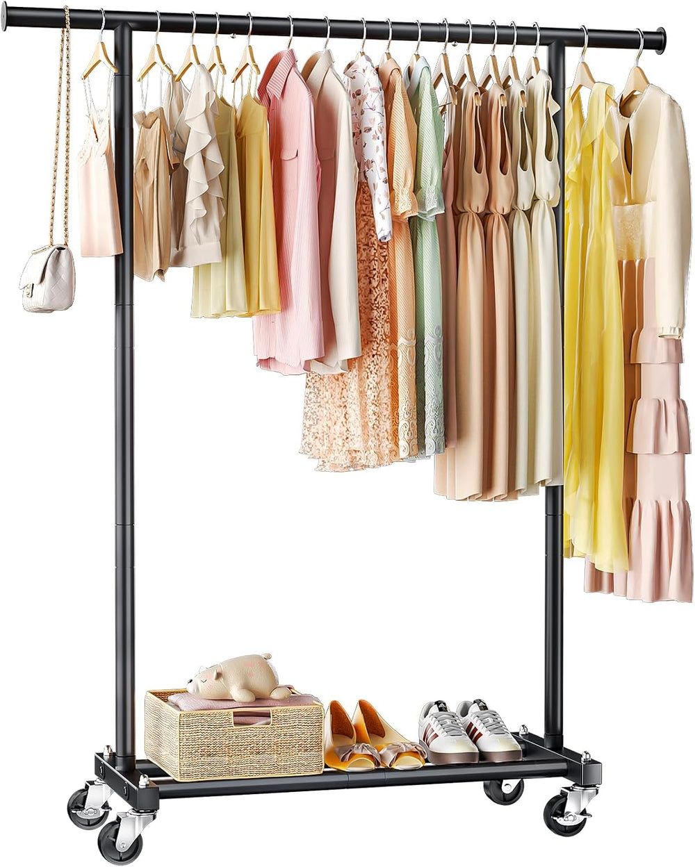 Clothing Rack for Hanging Clothes, 45" Wide Rolling Clothes Rack, Metal ...