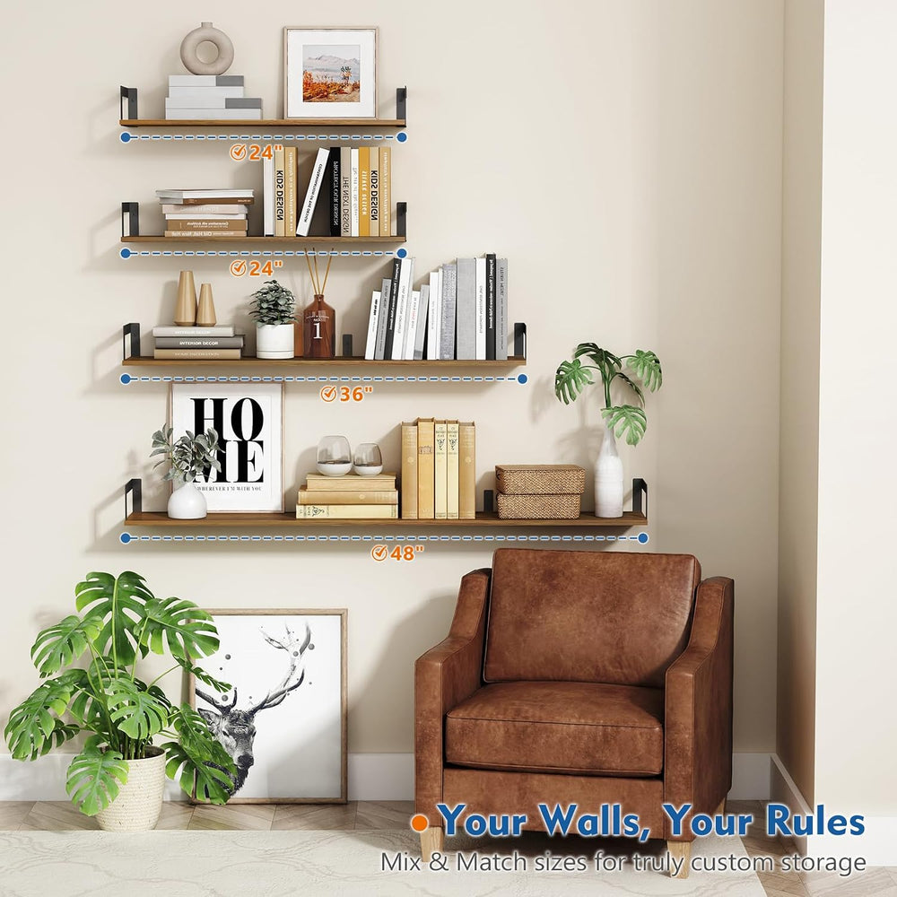 Harwaya Floating Book Shelves for Wall 3-Pack, 24 Inch Long Wall Mount Booksh...
