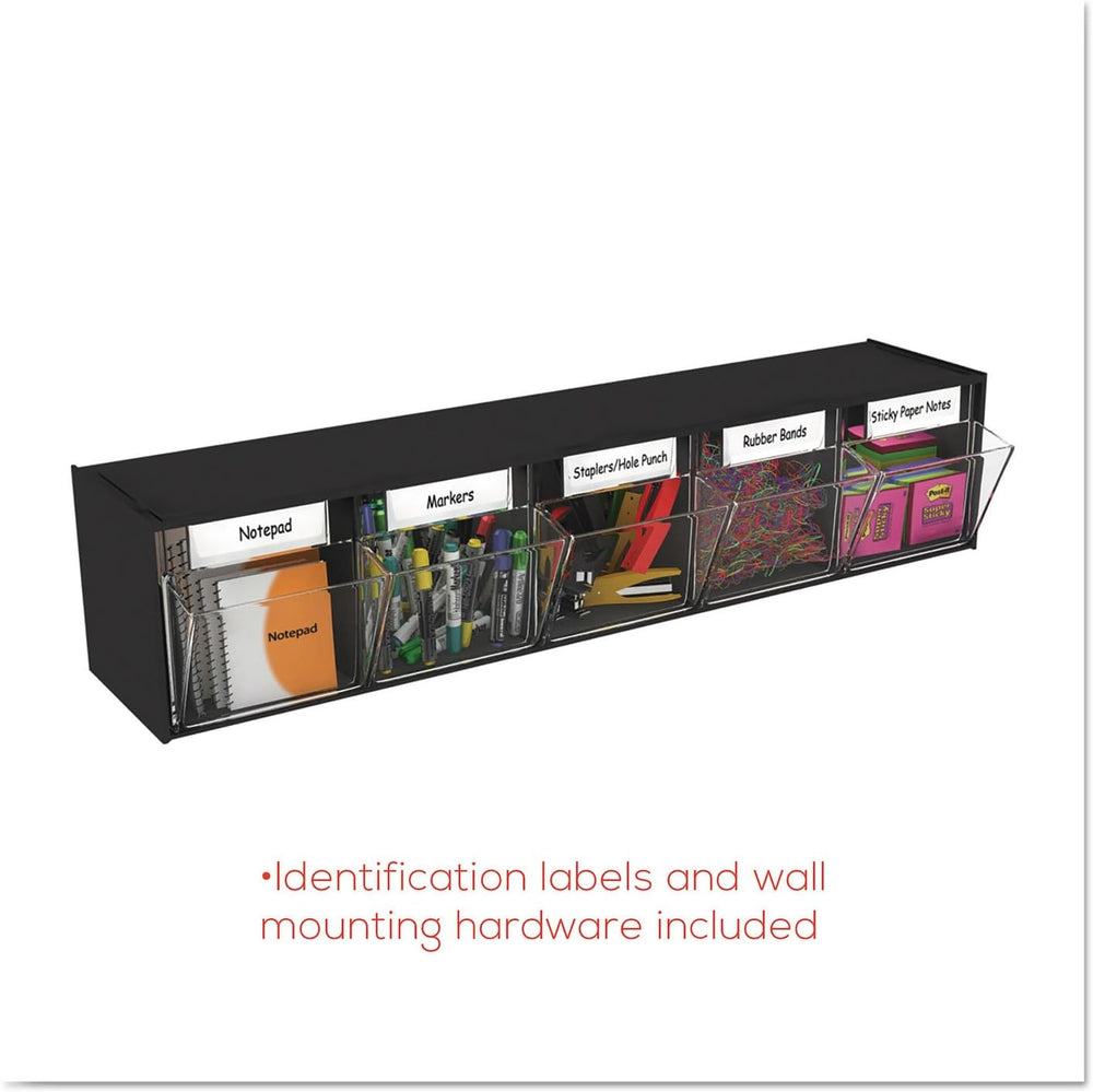 Deflecto 20504OP Five-bin horizontal tilt bin storage system, 23-5/8w x 5-1/4...