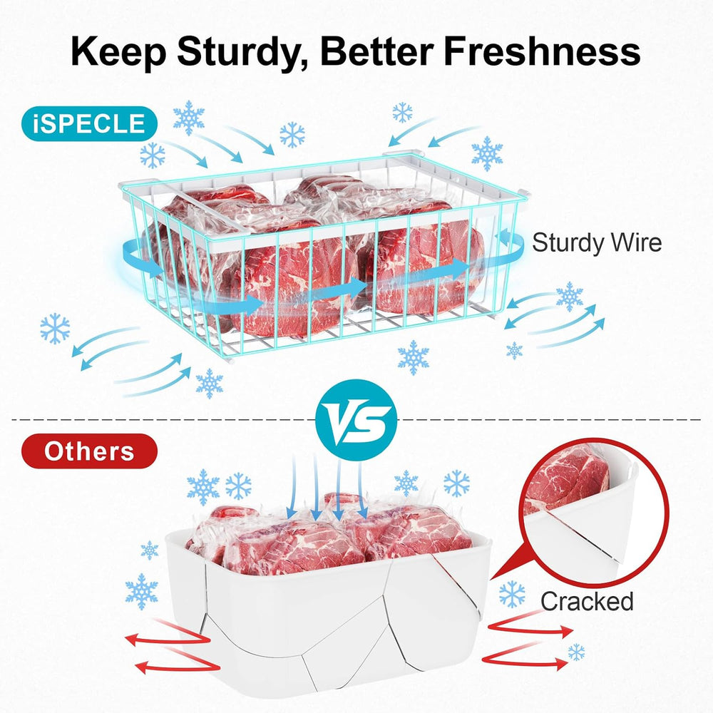iSPECLE Chest Freezer Organizer Bins - Storage Baskets for 5 Cu.Ft, 8 Pack