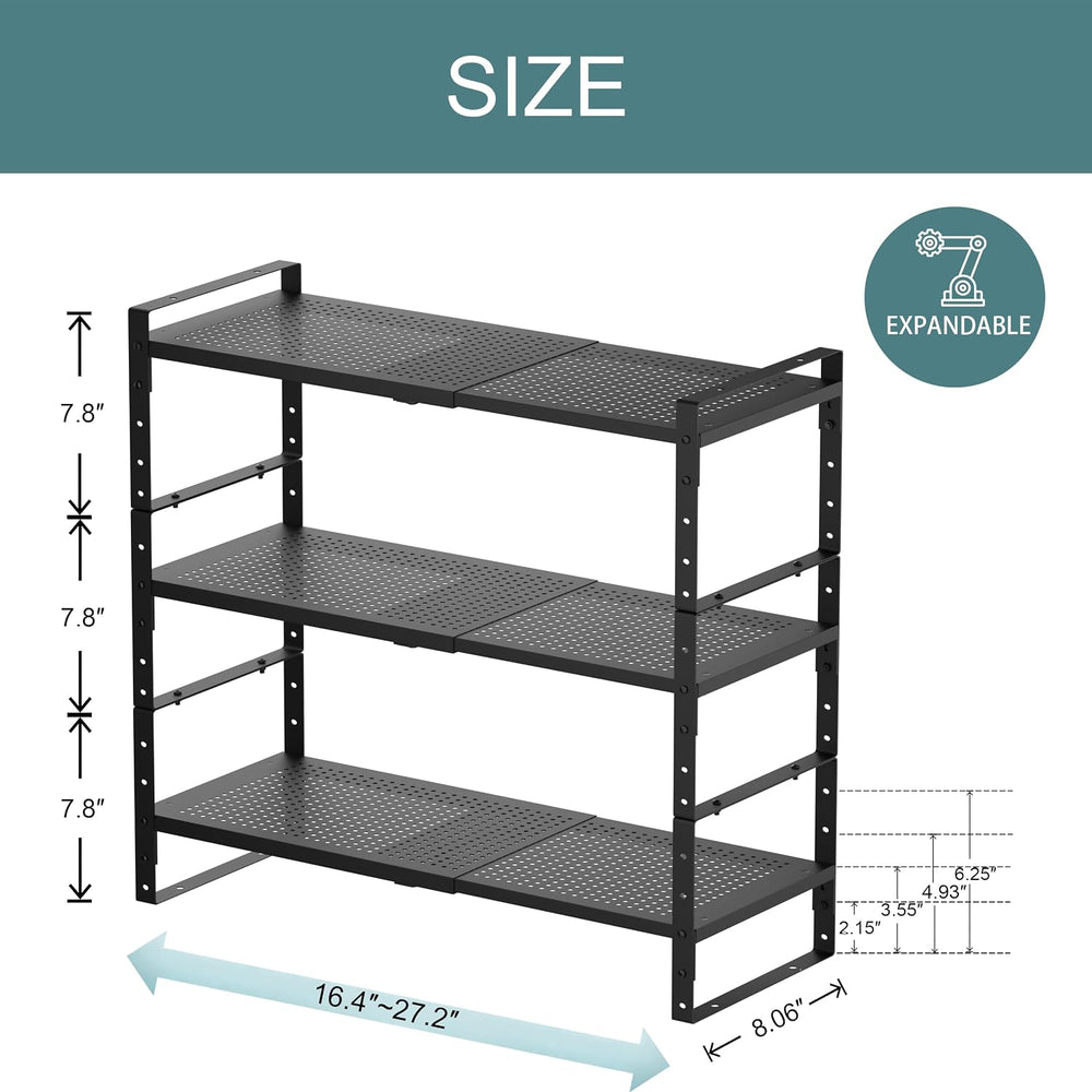 Expandable Shoe Rack Heavy-Duty Closet Organizer Adjustable Shelf Stackable M...