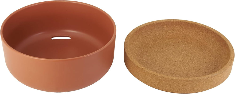 Kamenstein Ceramic and Cork Large Breathable Produce Bowl with Lid, Nautral C...