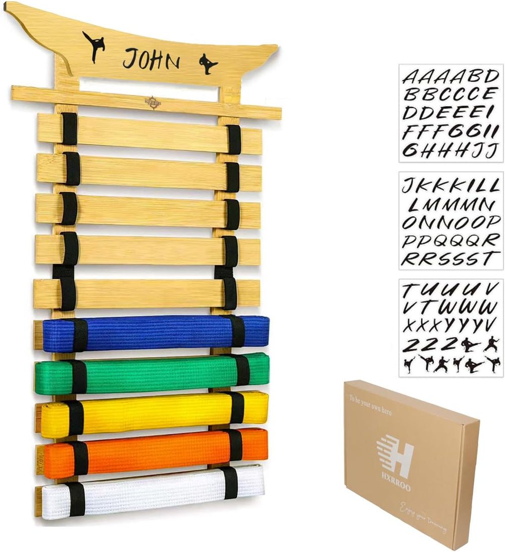 10 Belt Display Rack, Martial Arts Belt Holder for Taekwondo Karate