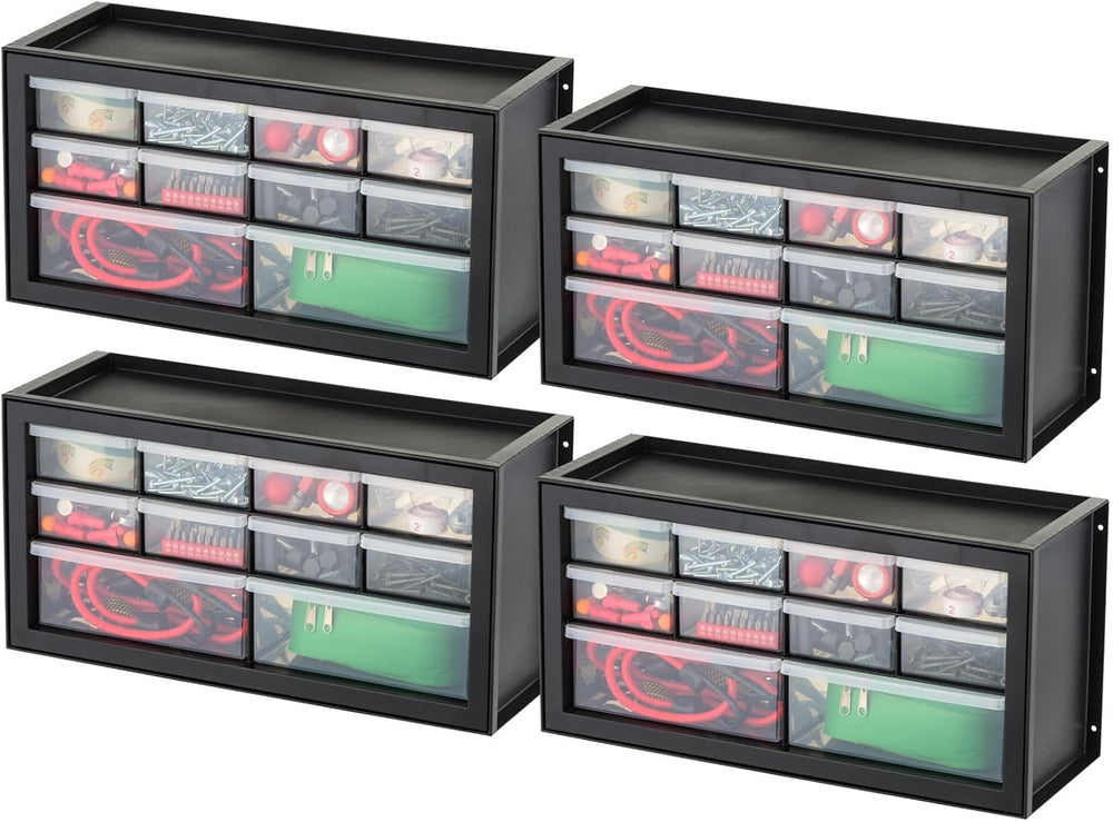 IRIS USA Small Plastic Storage Drawers, 10-Drawer - 4 Pack, Stackable Teacher...