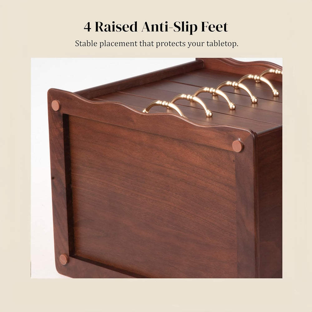 KINTNESS Black Walnut Wooden Jewelry Box - 6 Drawers Solid Wood Large Jewelry...