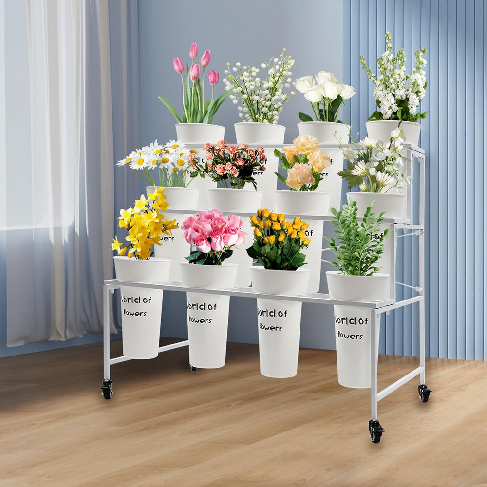 3-Tier Plant Stand Shelf with 12 Buckets, Flower Display Stand, Organizer, We...