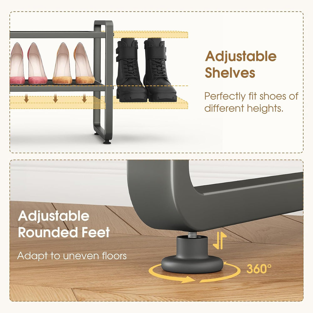 SAYZH 2-Tier Expandable Shoe Rack for Closet, Adjustable Metal Shoe Organizer...