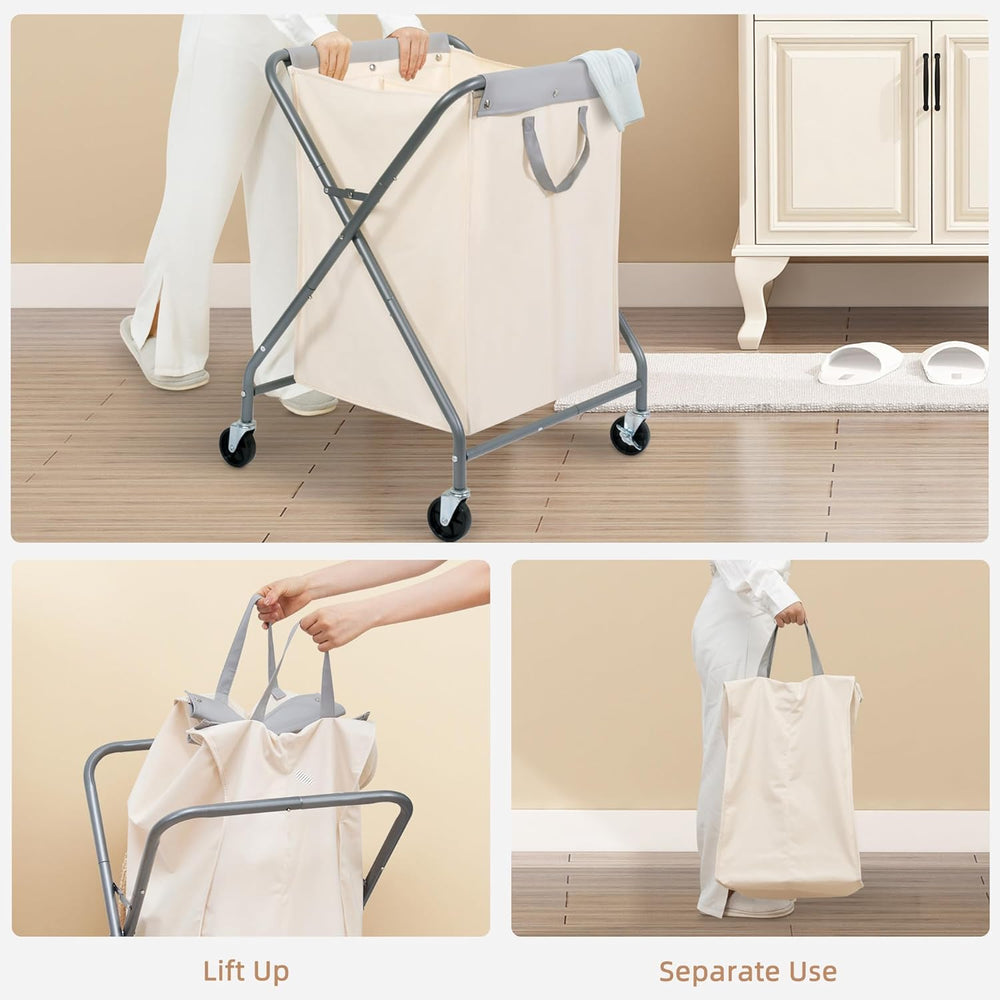 STORAGE MANIAC 125L Collapsible Laundry Hamper with Wheels, Rolling Laundry B...