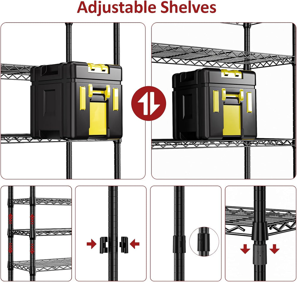 IZEUK 5 Tier White Metal Storage Shelves, Heavy Duty Wire Shelving Rack for G...