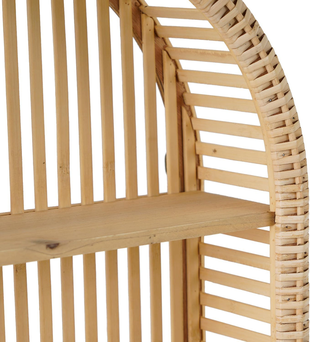 Rattan Wall Shelf - 3 Tier Boho Arch Hanging Shelves Handcraft Floating Shelf...