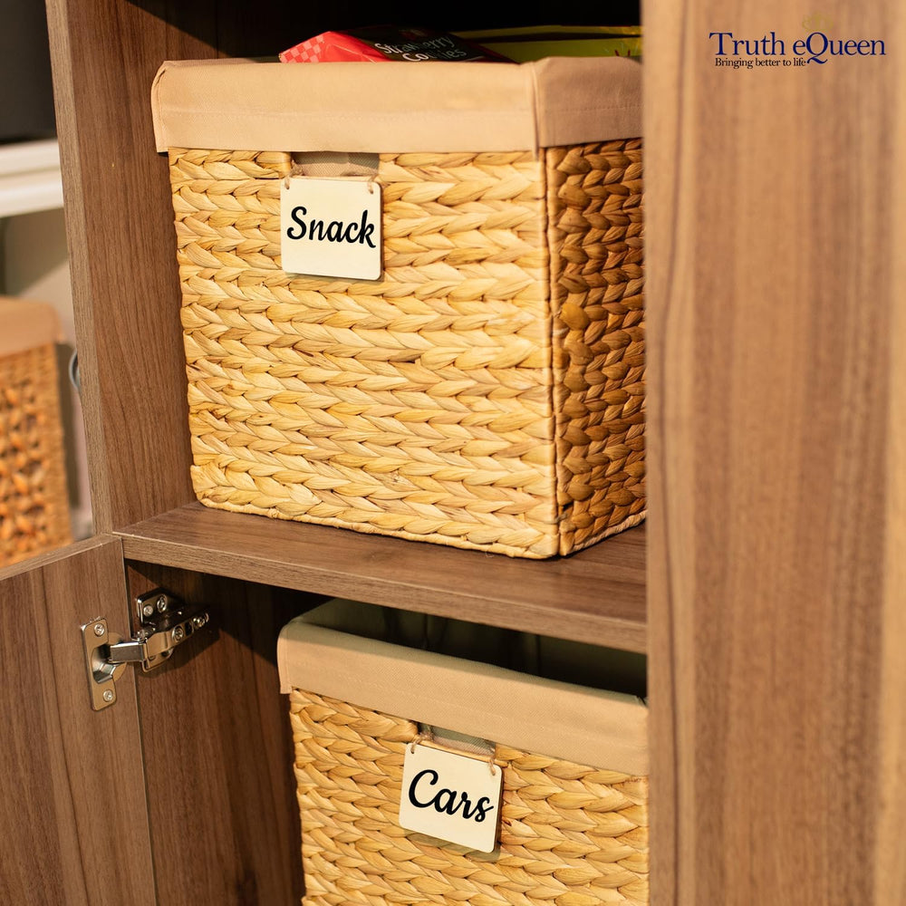 Water Hyacinth Storage Baskets Set of 4, 12x12x12 Wicker Cube Storage Bins fo...