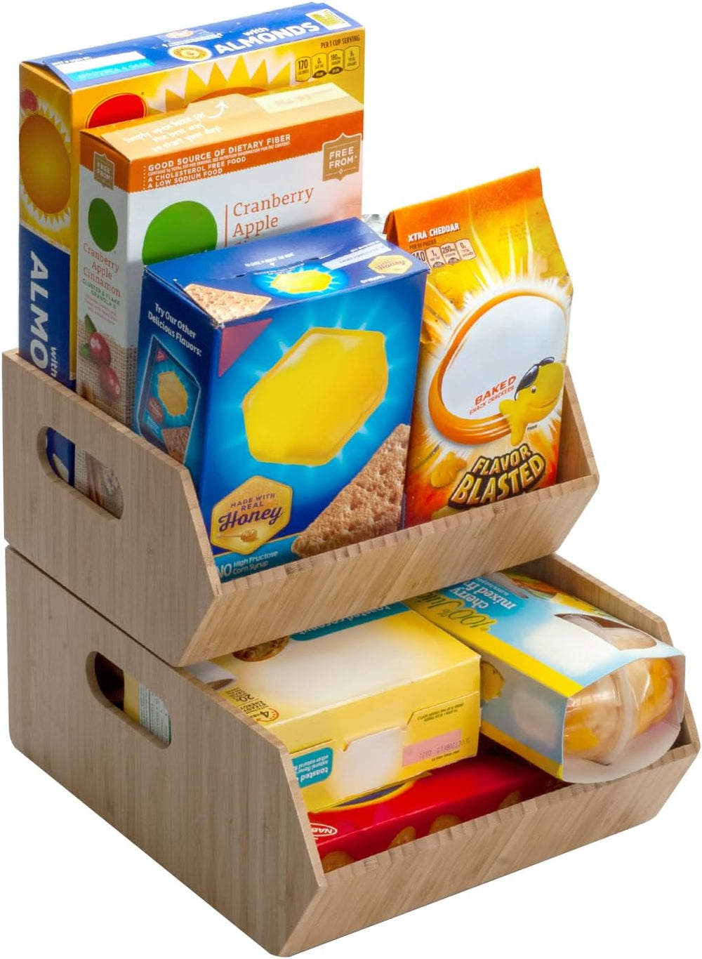Mobilevision XL Versatile Bamboo Storage Bins for Pantry & Kitchen Cabine...