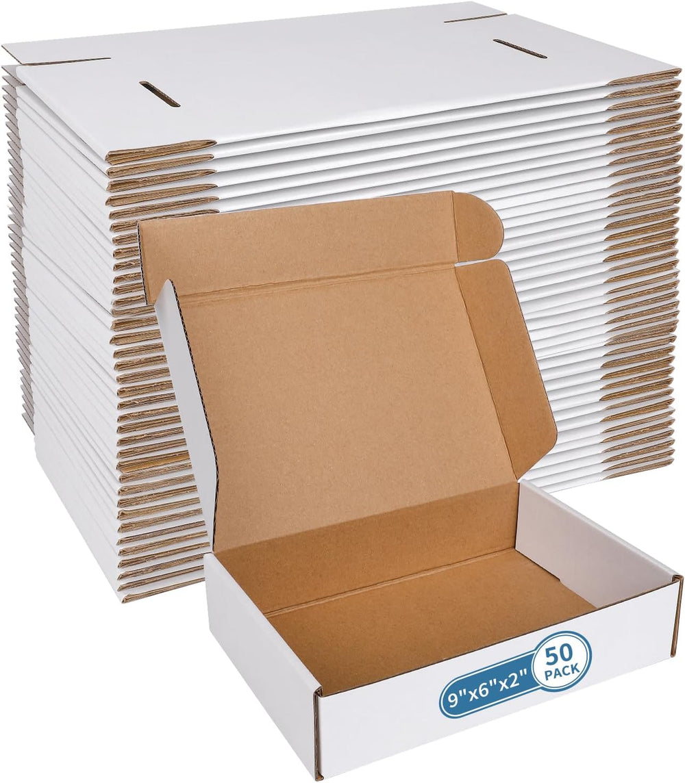 Fishat 9" x 6" x 2" White Corrugated Cardboard Shipping Boxes ...