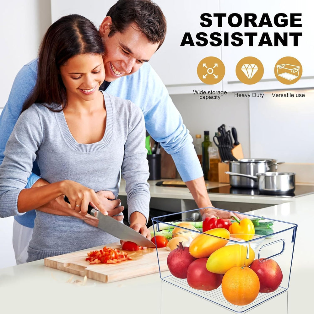 Set of 8 pantry organizers and storage, Clear Plastic Storage Bins for Kitche...
