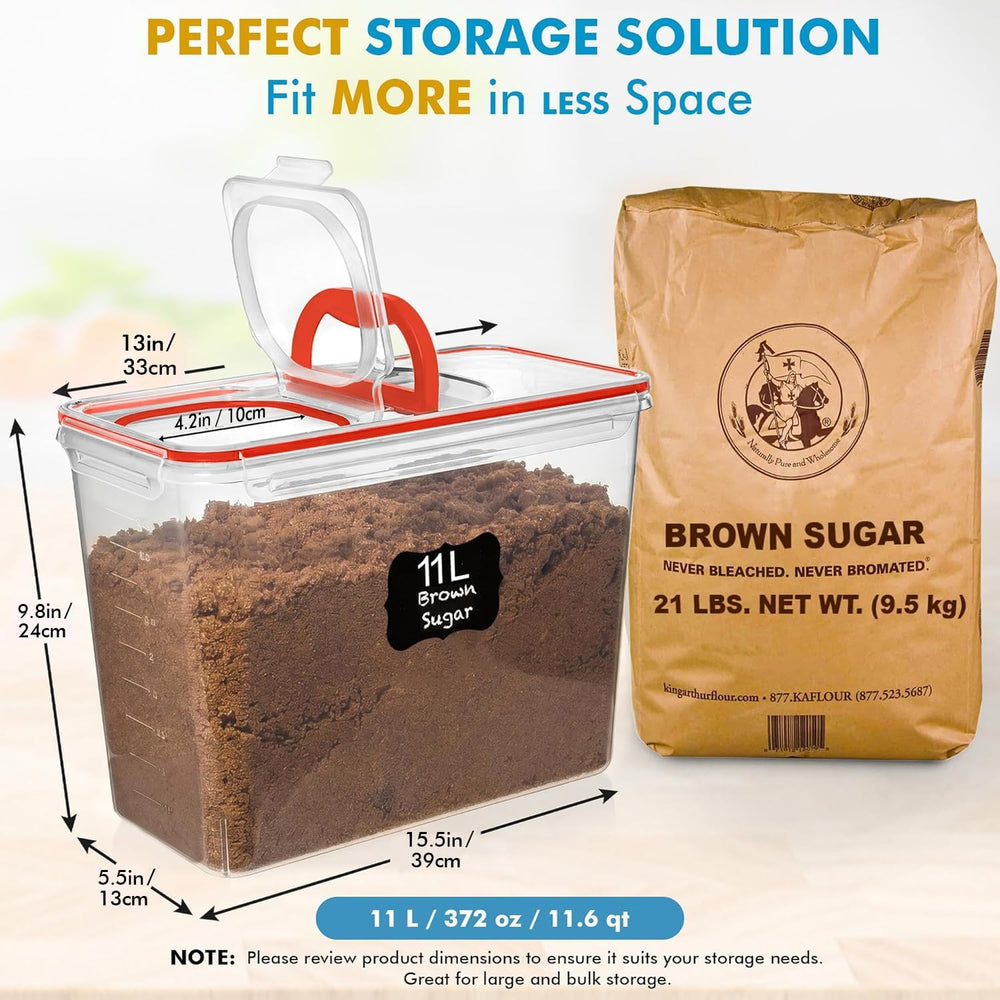 Shazo 2 PC (11L | 372 oz) Flour Sugar Storage Containers with Spout Lid &...