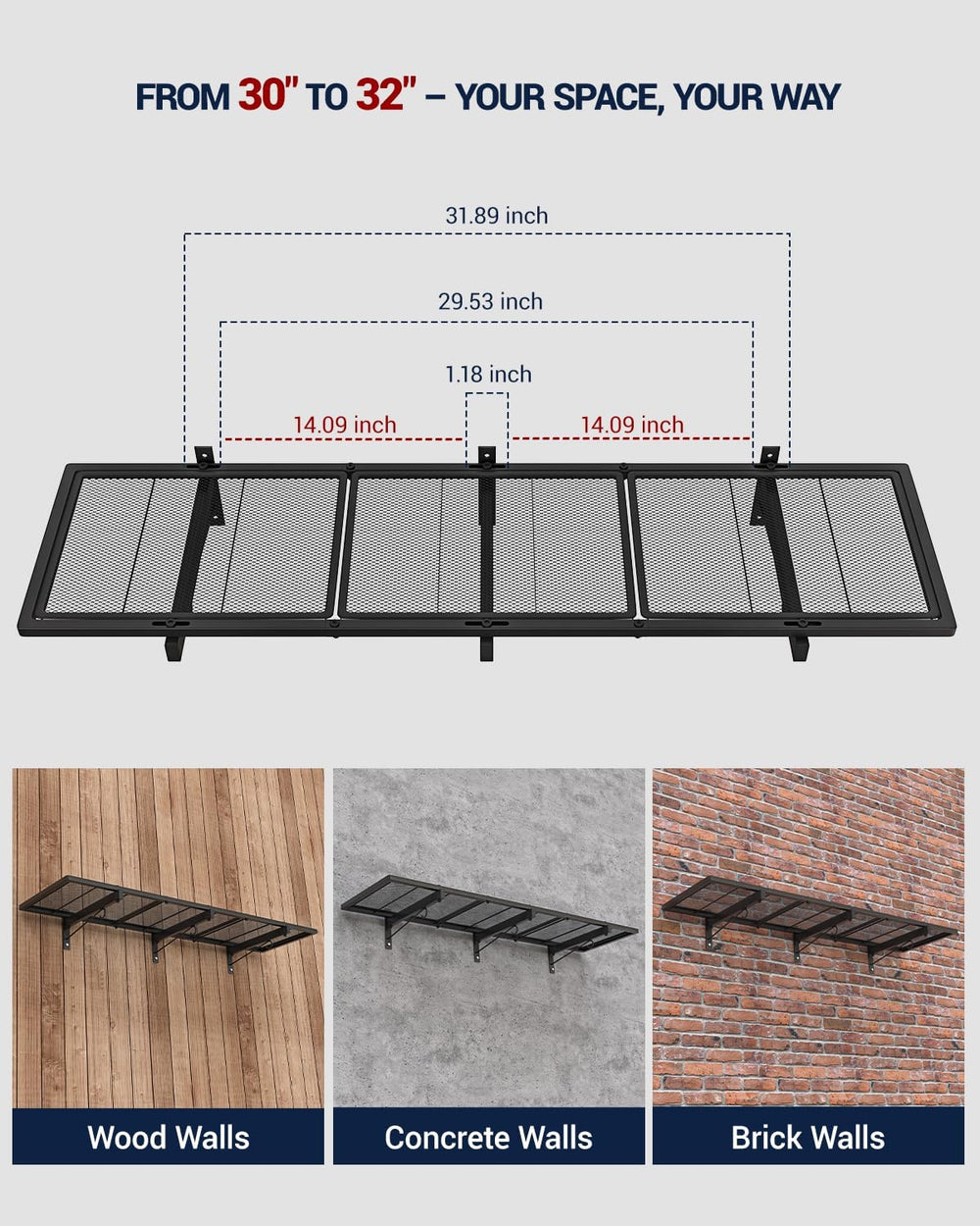 2 Pack Garage Wall Shelving, 46 x 12.5 in Heavy Duty Garage Shelves Wall Moun...