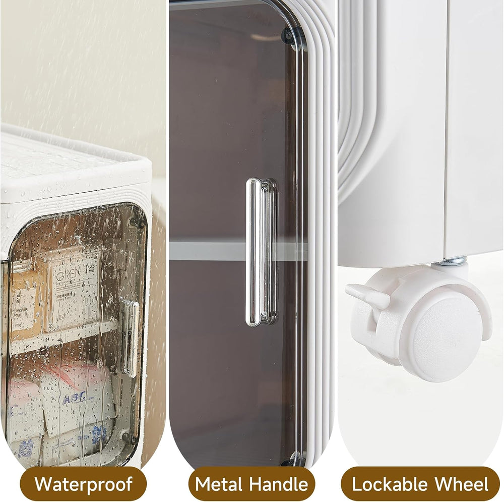 UFORU Tall Narrow Storage Cabinet,Slim Organizer with Magnetic Doors&Wheels