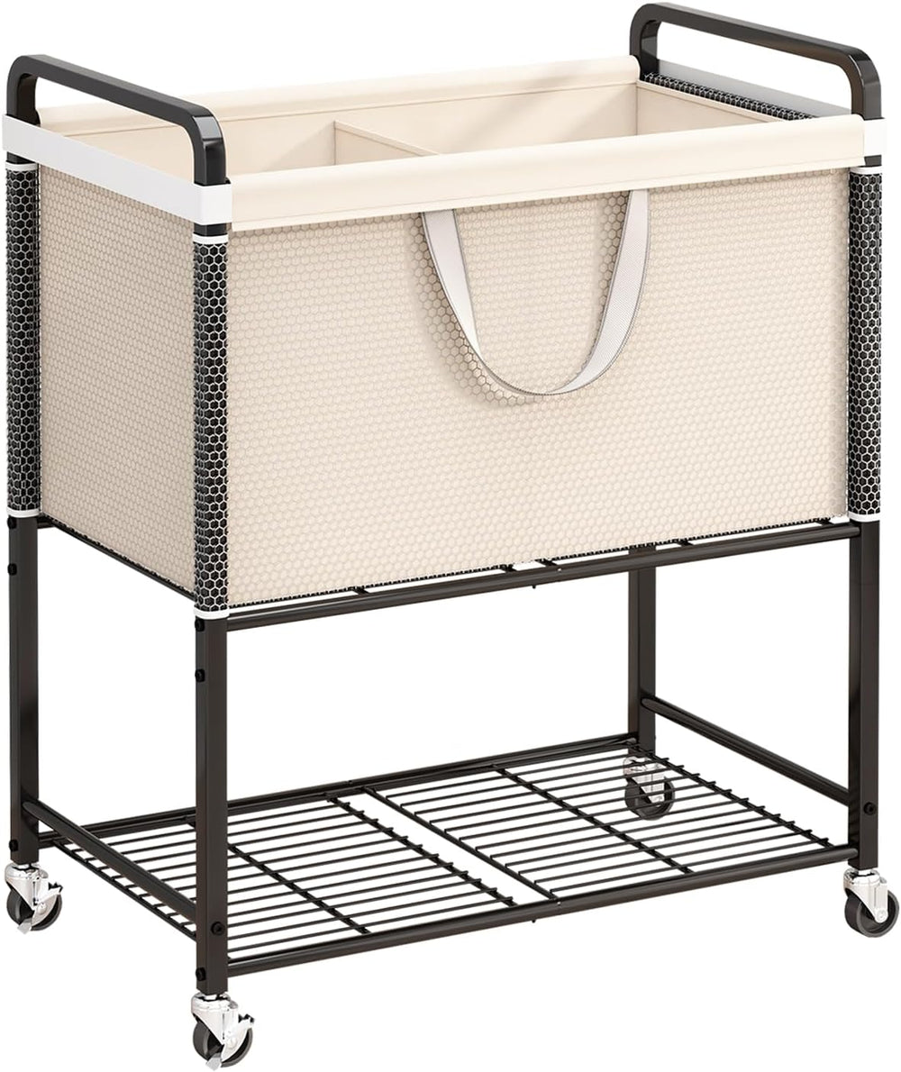 Laundry Hamper Rolling Sorter: 120L Large Basket with Wheels Removable Bag