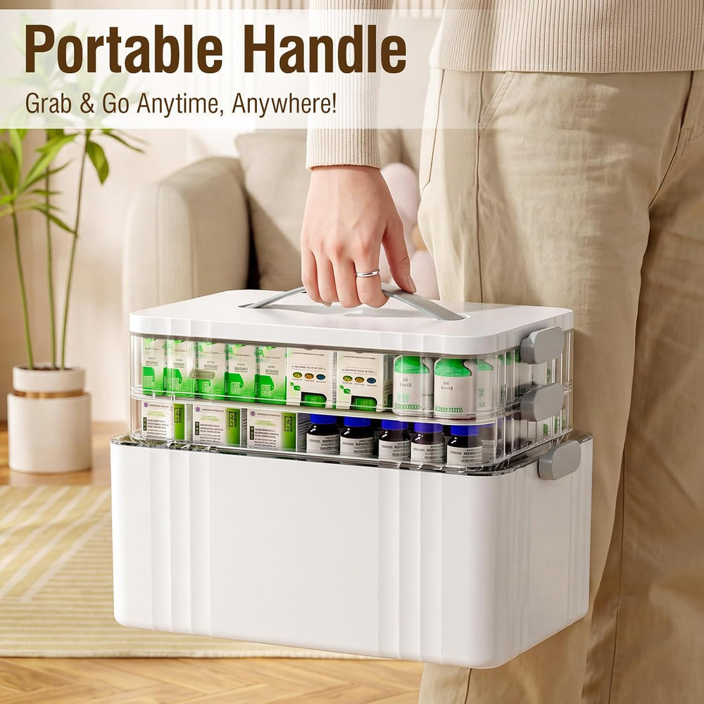 ARSTPEOE 3-Tier Medicine Organizer - Portable Medicine Cabinet with Handle