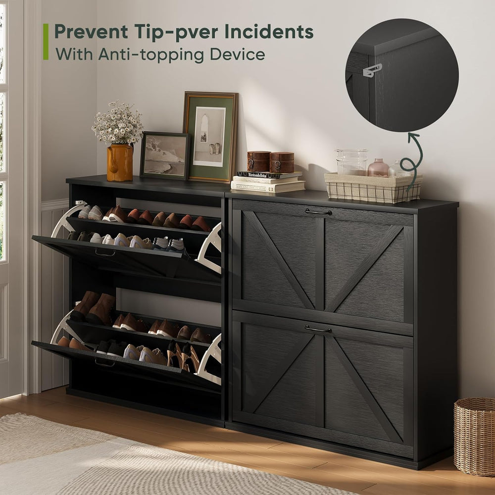 Smart FENDEE Shoe Cabinet, Shoe Storage Cabinet for Entryway with 2 Flip Draw...