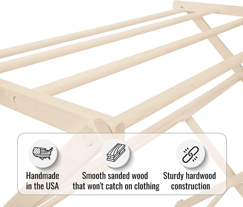 Premium American Maple Clothes Drying Rack - Handcrafted in Pennsylvania - So...