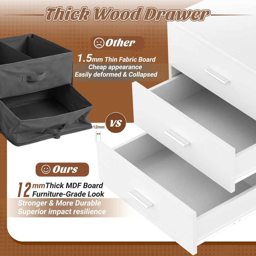 Aheaplus 21.7" Closet Drawers, Wood Closet Organizers and Storage, White
