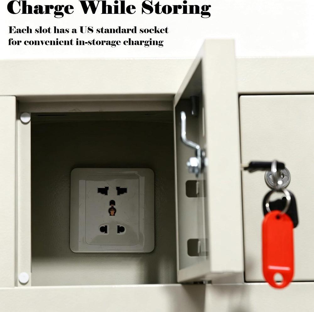 6-Door Lockable Mobile Phone Storage Cabinet with Charging Station, Cold Roll...