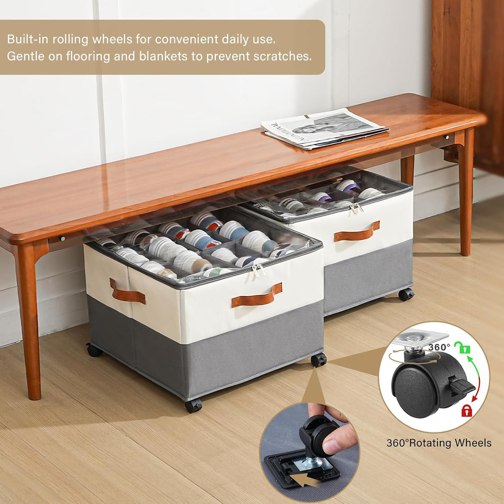 INSTY 2 Pack Shoe Organizer for Closet, Fits up to 32 Pairs, Adjustable Divid...