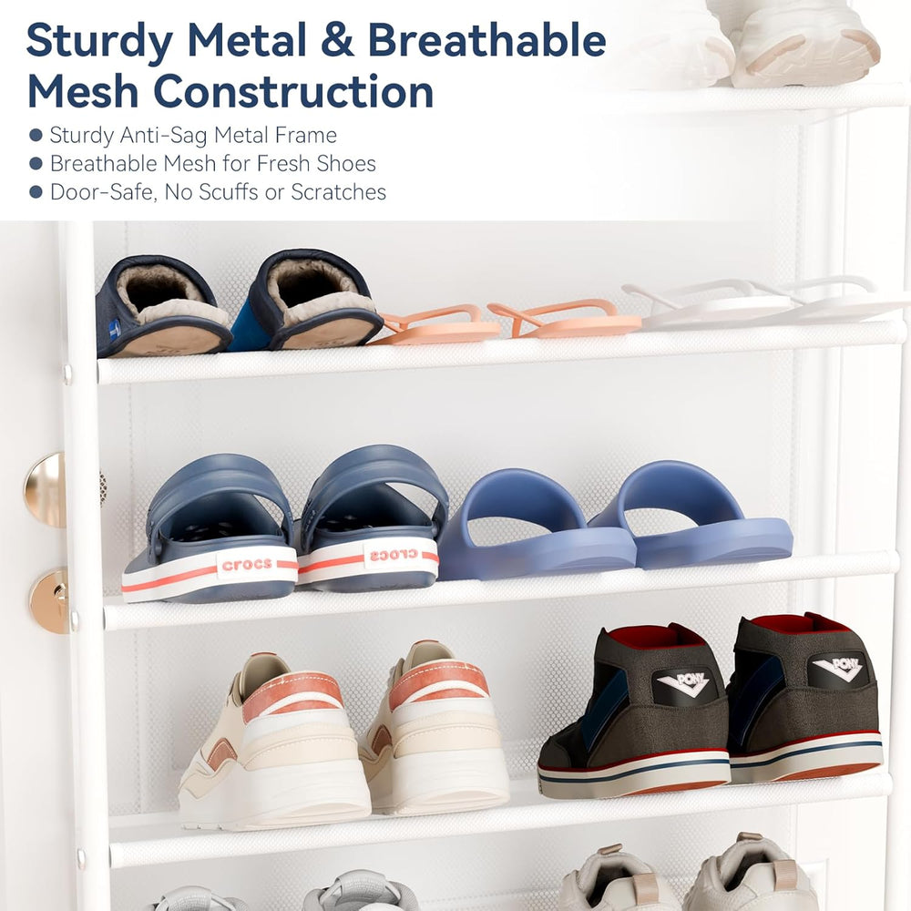 Whitmor 36 Pair Over the Door Shoe Rack,12 Tier Hanging Shoe Organizer with M...