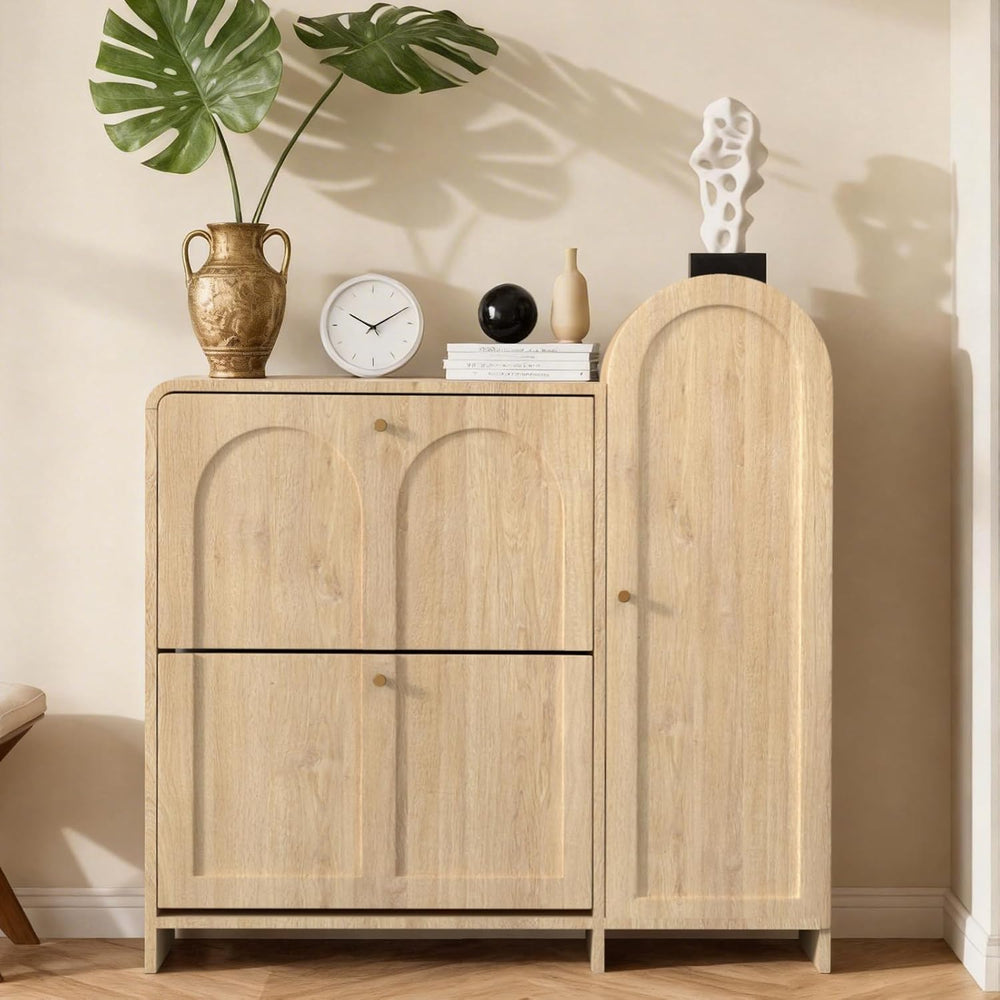 Arched Cabinet with Doors-Shoe Cabinet,Hidden Shoe Rack,Shoe Stand for Entryw...