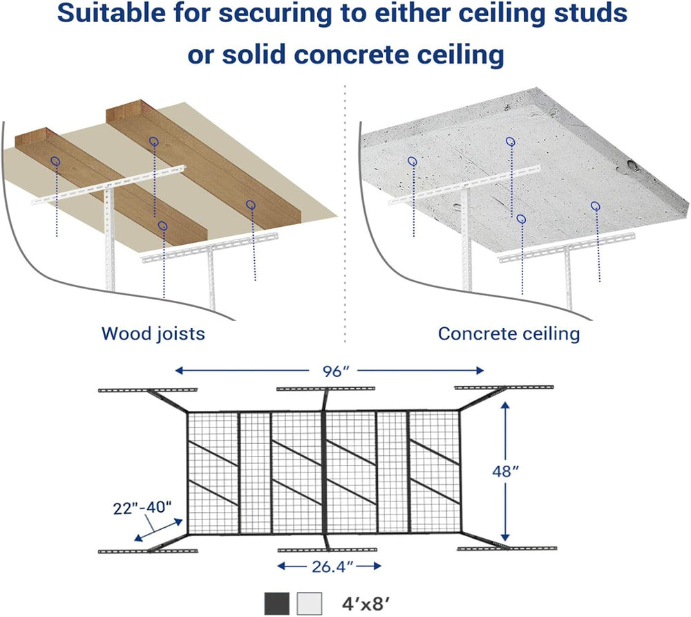 FLEXIMOUNTS Pro 4x8 Overhead Garage Ceiling Storage Rack, White