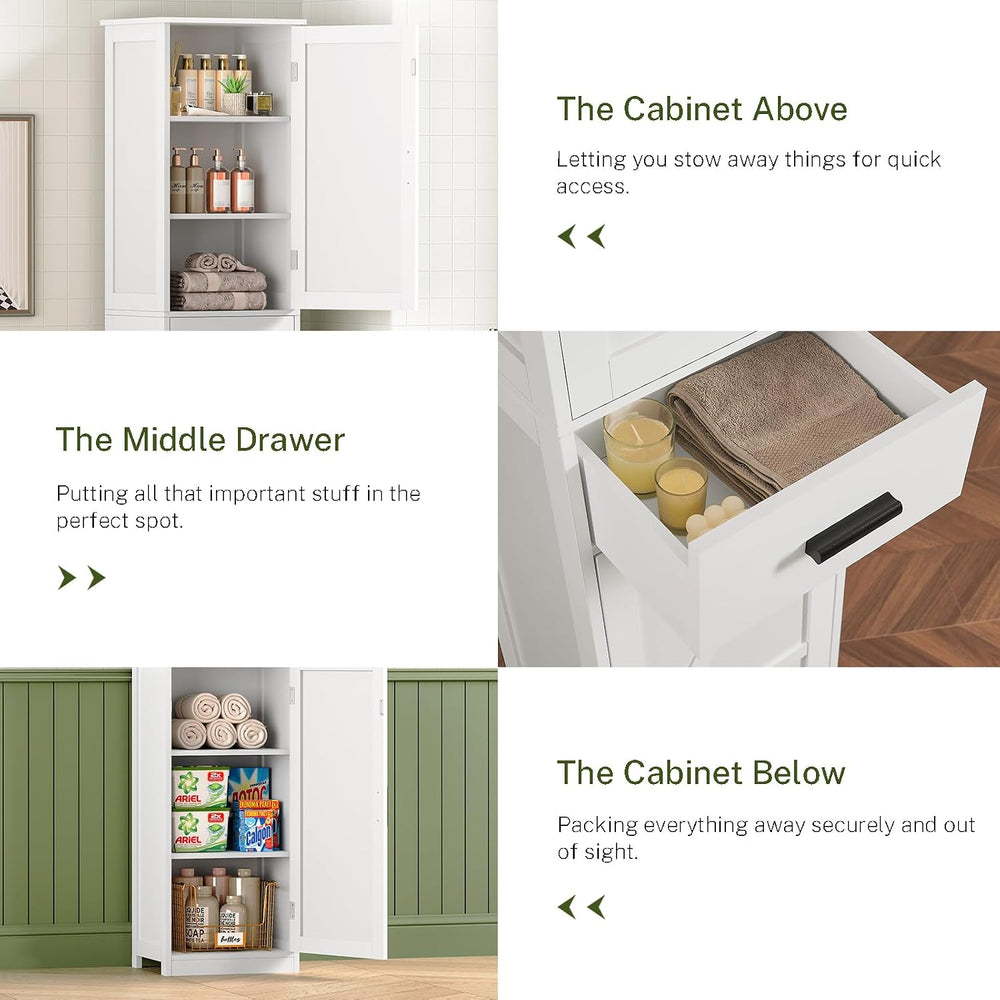 WEENFON Tall Bathroom Cabinet, Storage Cabinet with 6 Shelves & Drawer, B...