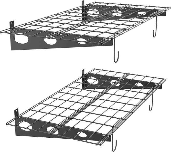 TORACK Garage 24 x 48 in/2 x 4 ft Wall Shelves, Heavy Duty Wall Mounted Wire Shelves for Garage Floating Shelf(Black, Pack of 2)