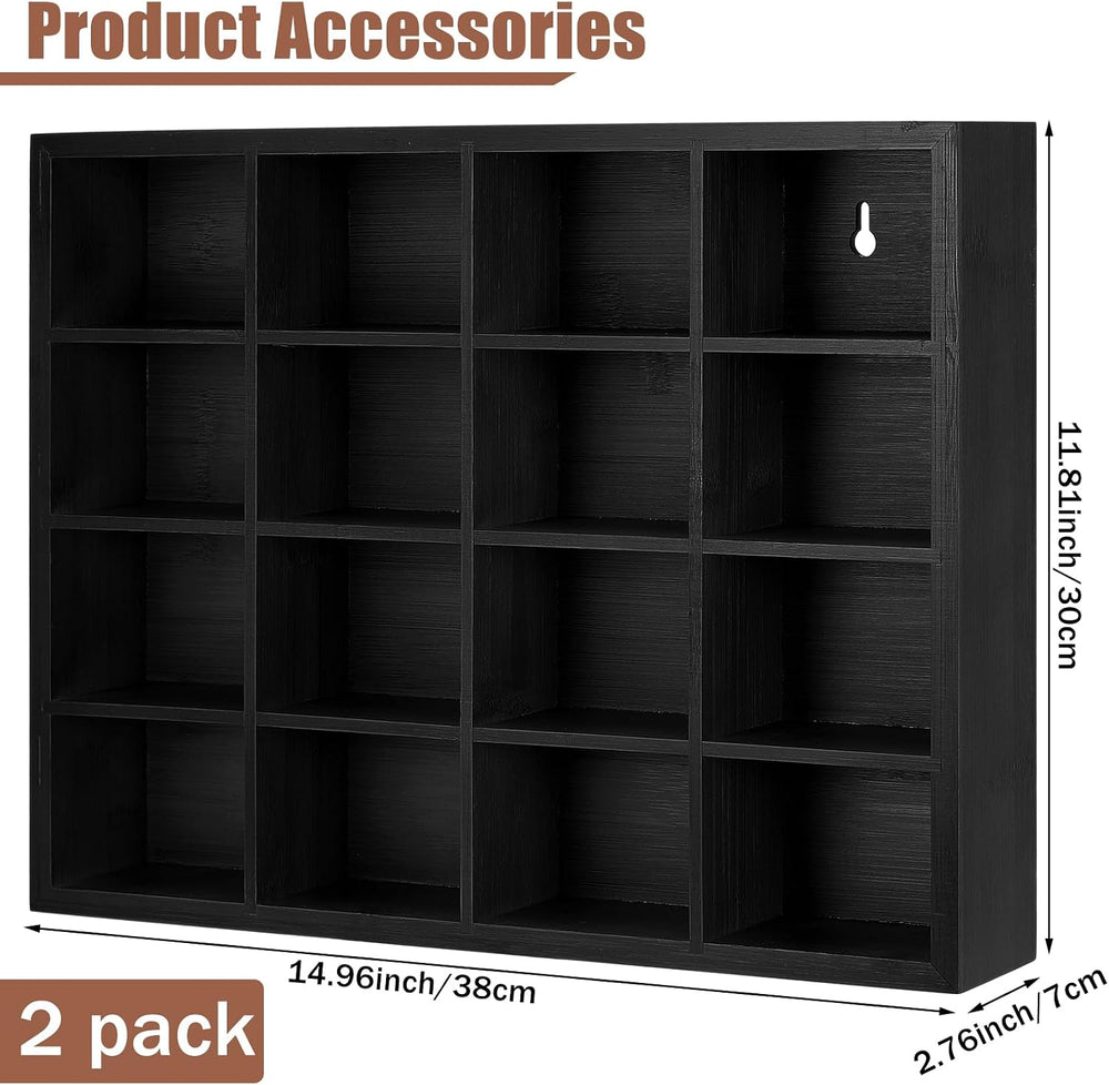 Wesiti 2 Pcs Tie Box Organizer for Men, Wall Mounted Tie Rack, Black