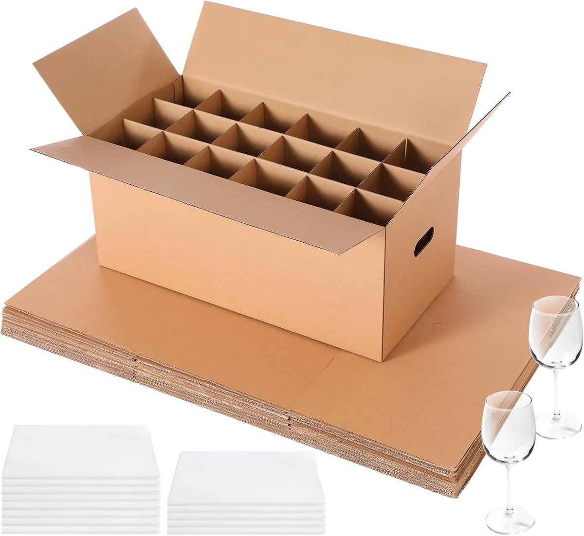 10 sets moving boxes for glasses with divider, main product view