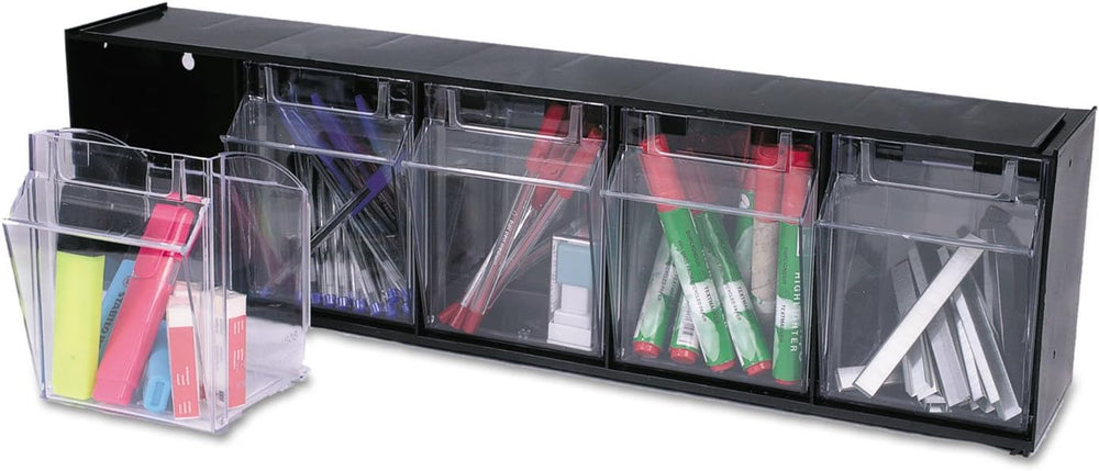 Deflecto 20504OP Five-bin horizontal tilt bin storage system, 23-5/8w x 5-1/4...