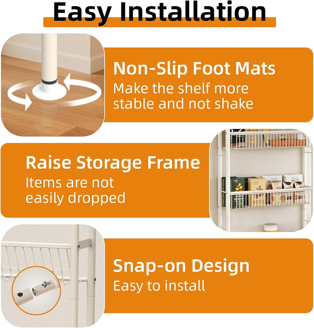 Saiveina Behind The Door Storage 5 Tiers Behind Door Shelf, Space-Saving Bath...