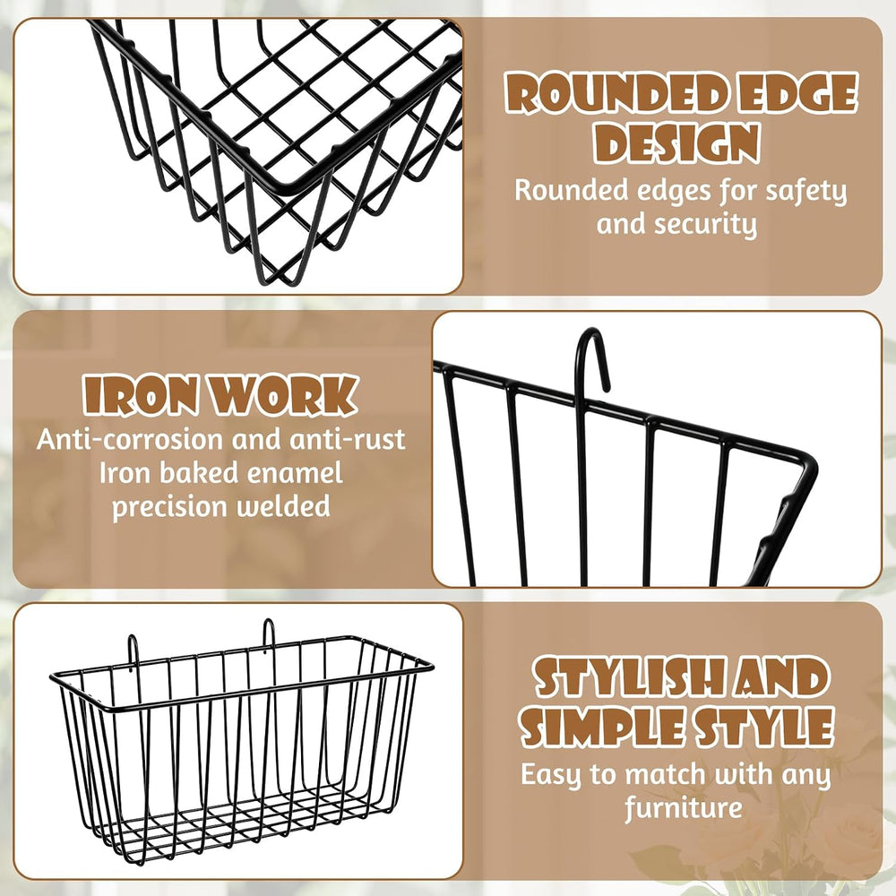 10 PCS Wire Baskets Wall Grid Panel Hanging Wire Basket Hanging Wall Baskets ...