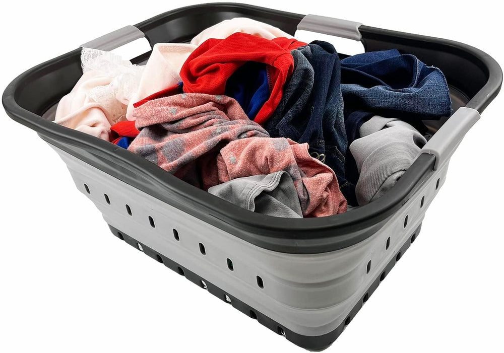 SAMMART 42L (11 gallon) Collapsible Plastic Laundry Basket - Foldable Pop Up ...