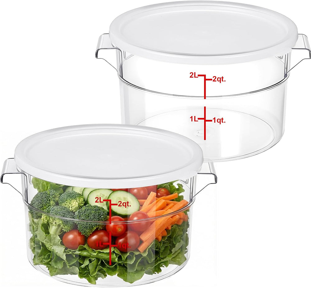 2 Pcs Dough Proofing Container with Lid & Scale, 2 Qt Dough Rising Bucket